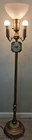 Vintage Torchierre Floor Lamp w/ Lanshire Clock & Milk Glass Shade