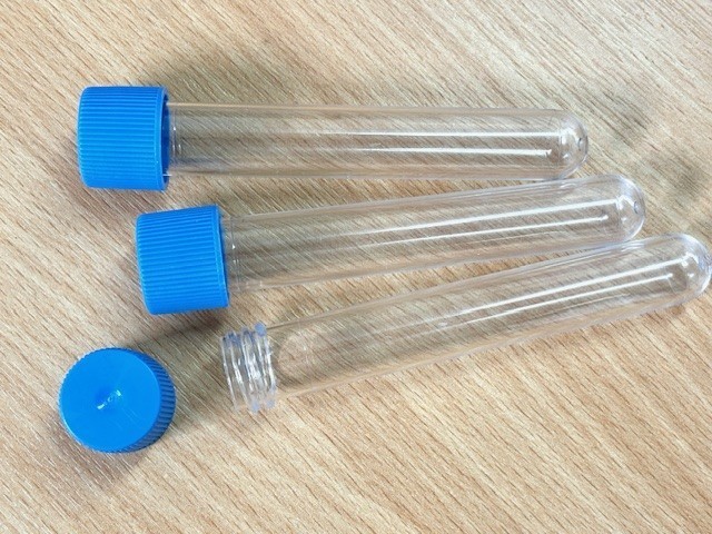 100 x plastic test tubes, size: 100 x 16mm, round bottom, tube with screw cap UK