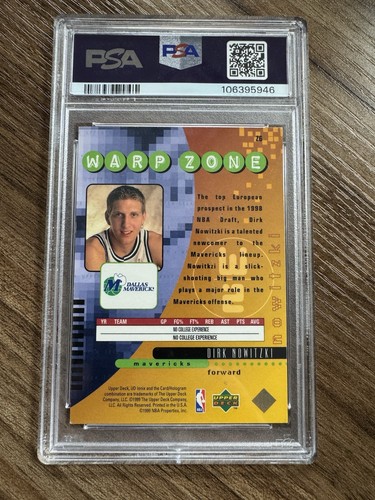 1998-99 Upper Deck Ionix Warp Zone Dirk Nowitzki #Z6 Rookie RC HOF PSA 8 - Picture 2 of 2