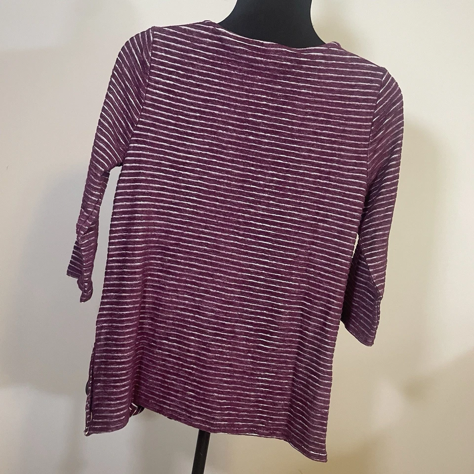 Chico's Sz 0 (Small / US 4) Angled Lines Ribbed Spliced Boat Tunic Top NWT - Image 3 of 4