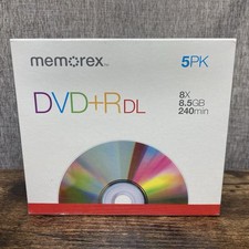 Memorex DVD RDL - 5 Pack - Blank Disc 8 x 8.5 gb 240 min Sealed NEW