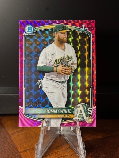 2025 Bowman Chrome TOMMY WHITE Fuchsia Geometric Refract /299 Athletics #BCP-251