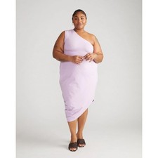Universal Standard One Shoulder Midi Dress Lilac Cotton 2XS (6-8)