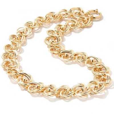 18'' Technibond Textured Rosetta Chain Necklace 14K Yellow Gold Plated Silver HSN