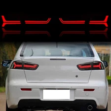 Smoked LED Tail Lights For 08-17 Mitsubishi Lancer EVO X Rear Brake Lamps LH &RH
