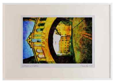 791017 Die Seufzerbrücke umrahmt das Sheldonische Theater Venetien Venedig Italien A