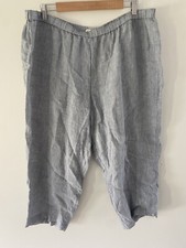 Eileen Fisher Chambray Organic Linen Lantern Pants Size L Crop Ankle