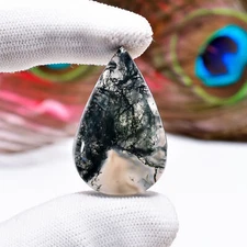 Natural Moss Agate Pear Shape Cabochon Loose Gemstone 35 Ct. 35X22X6 mm CG-136