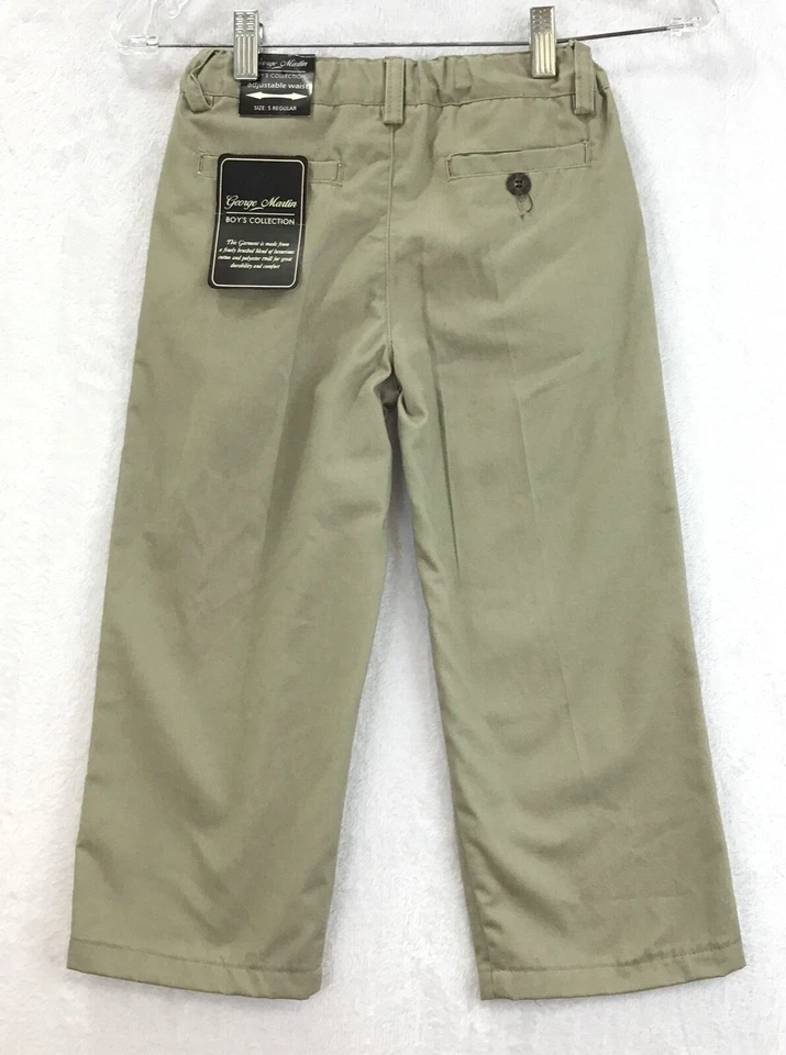 George Martin / Pantalones Uniforme Caqui Plisados Frontales Cintura Ajustable / Niños Talla 5 Foto 2 de 4