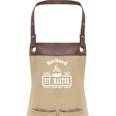 Premier Kunstlederbesatz Herren / Personalisierte Schürze BBQ, Feuerstelle, Pit Master
