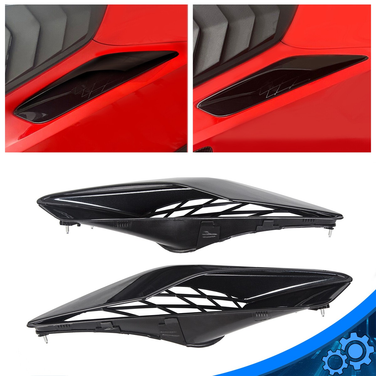 Rear Quarter Panel Scoops Carbon Flash For 14-19 Corvette FOR