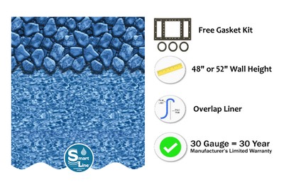 SmartLine Boulder Swirl Overlap Above Ground Swimming Pool Liner - 30 Gauge