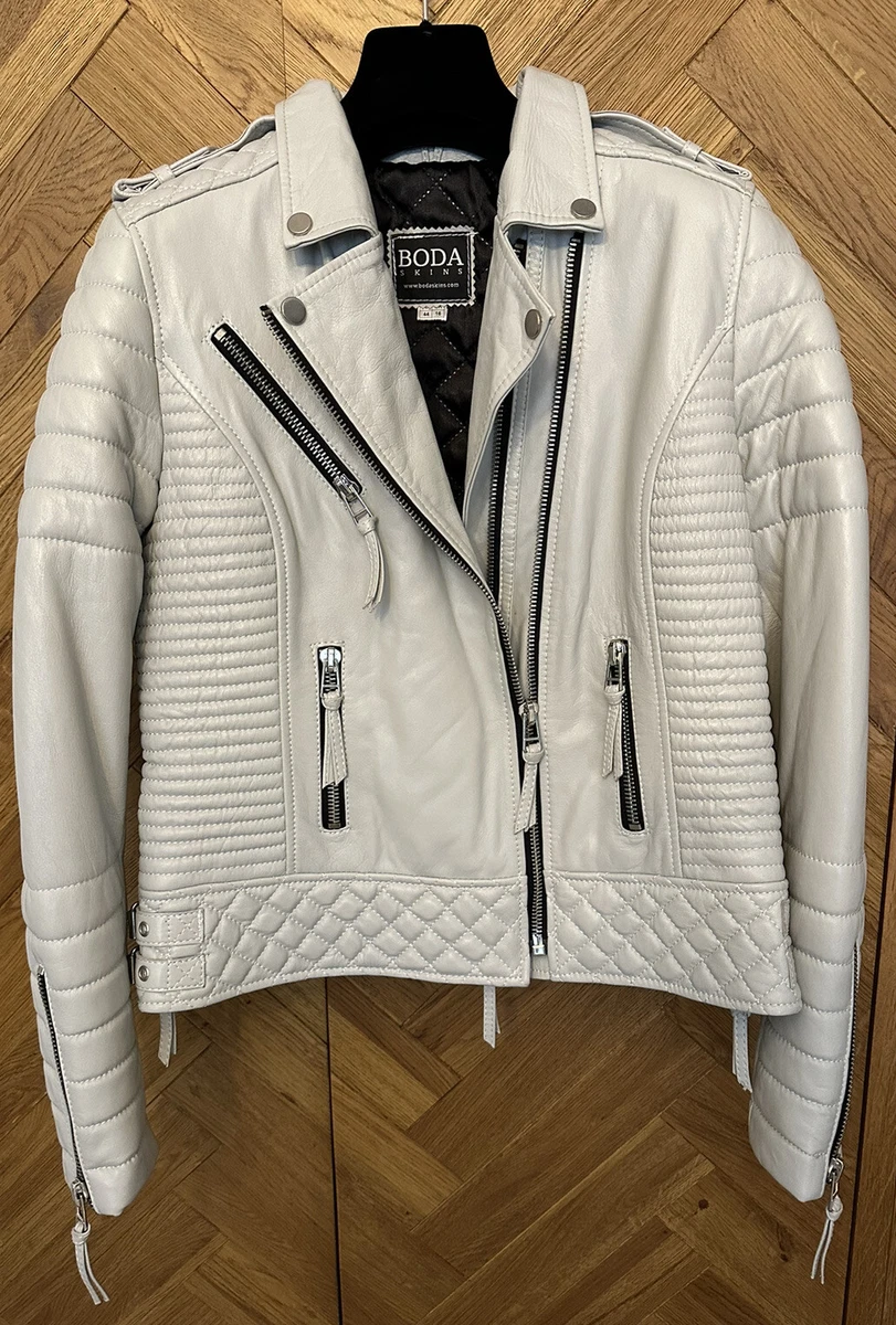 Pale grey shop leather jacket