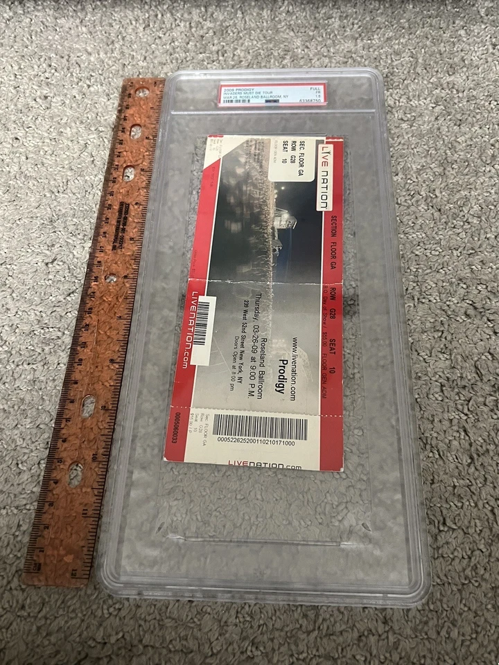 RARE The Prodigy Concert Ticket 2009 Tour Full Stub PSA 1 .5 Show Music New York - Image 2 of 3