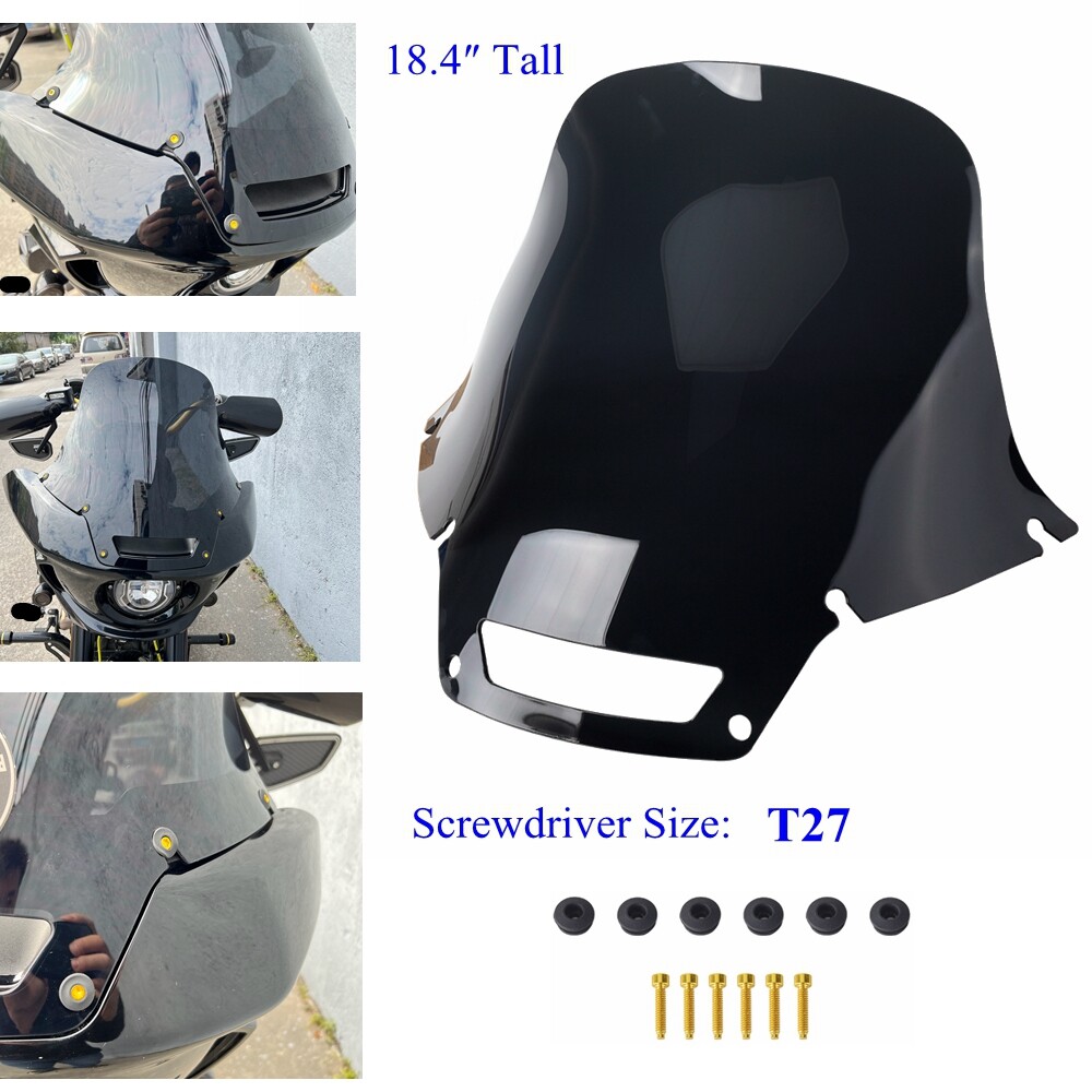 Motorcycle 18.4″ Windshield Windscreen For Softail Low Rider EI Diablo FXRST 117