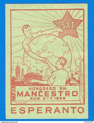 ERINOPHILIE ANGLETERRE - ESPERANTO - KONGRESO EN MANCESTRO 1936 - MANCHESTER - Zdjęcie 1 z 2