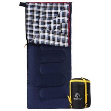 Cotton Flannel Sleeping Bag 3-Season Warm 75x33 Inches Navy Blue Lightweight