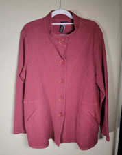 Focus Casual Life Nwt Size Med Red Waffle Knit Jacket Button-front Cotton