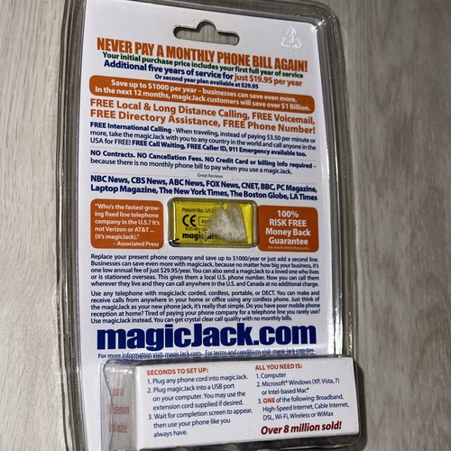MAGIC JACK USB PHONE CALLING DEVICE JACK - Sealed. NEW - Afbeelding 5 van 6