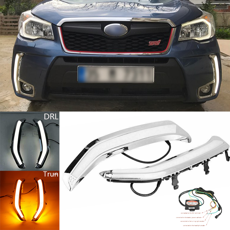 2Pcs For Subaru Forester 2013 2014 2015 2016 2017 2018 LED DRL Daytime Running Light Daylight Turn Signal Lamp With Nignt Blue - 34