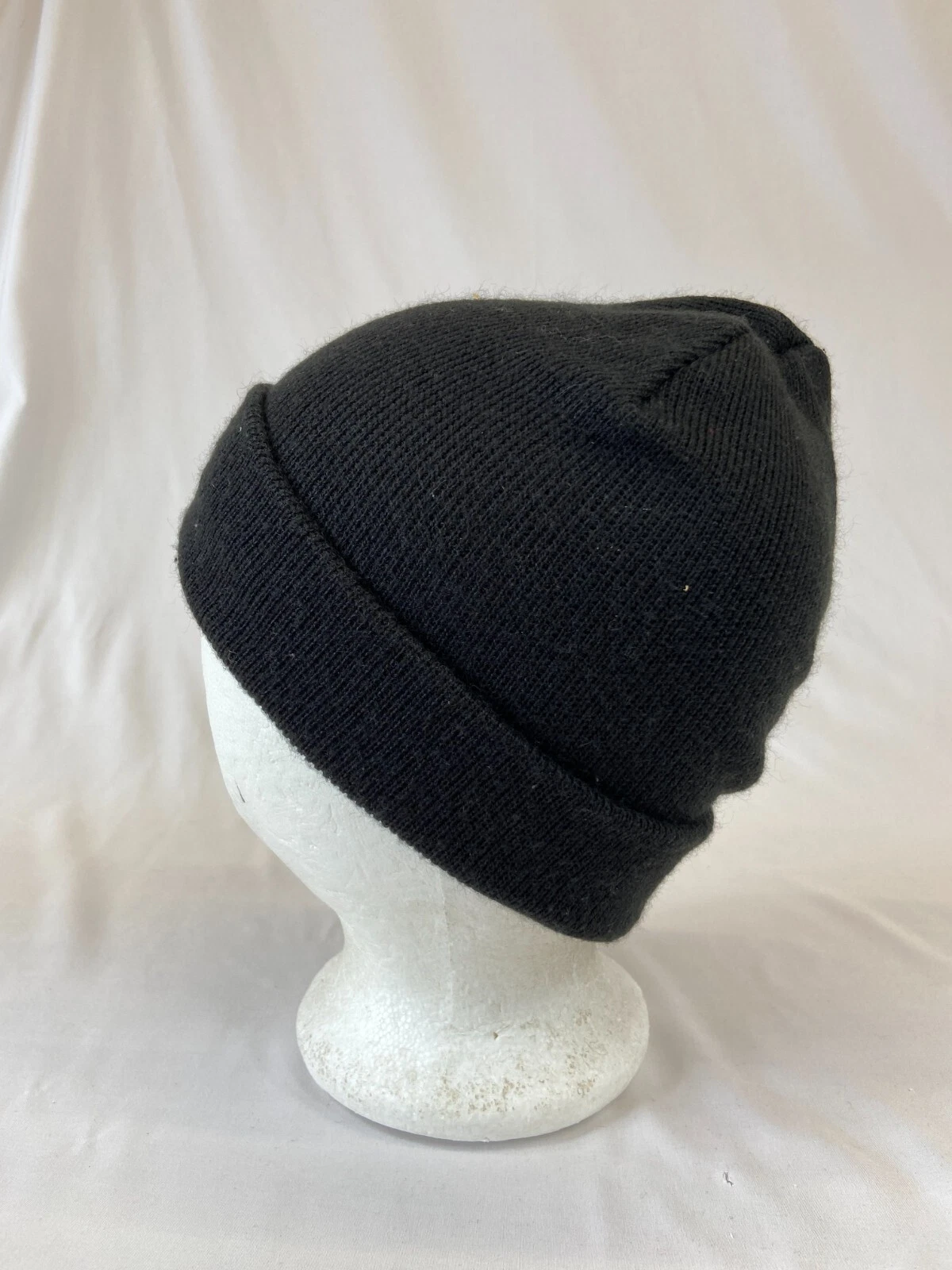 Beanie Solid Black One Size Uncuffed Stretchy Casual Classic Basic Knit Cap