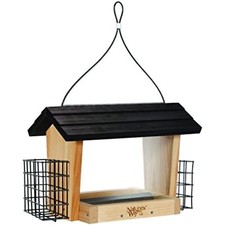 Nature's Way Bird Products CWF19 Cedar Hopper Bird Feeder with Suet Cage,