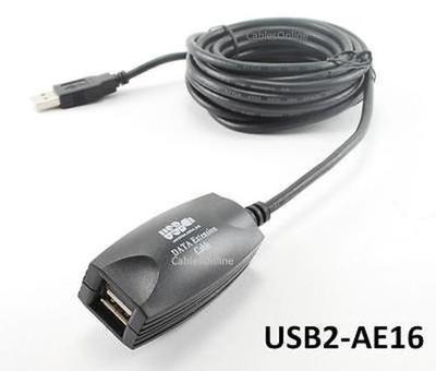 16ft USB 2.0 Type-A Male/Female Active (Powered) Extension Cable, USB2-AE16