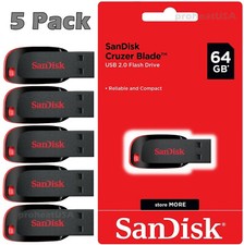 SanDisk Cruzer Blade 64GB USB 2.0 Flash Drive Thumb Memory Stick Lot Pack of 5