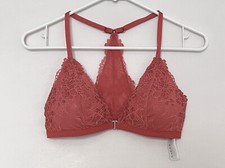 Abercrombie Fitch Lace Bralette Front Clasp Removable Pads Pink Medium New
