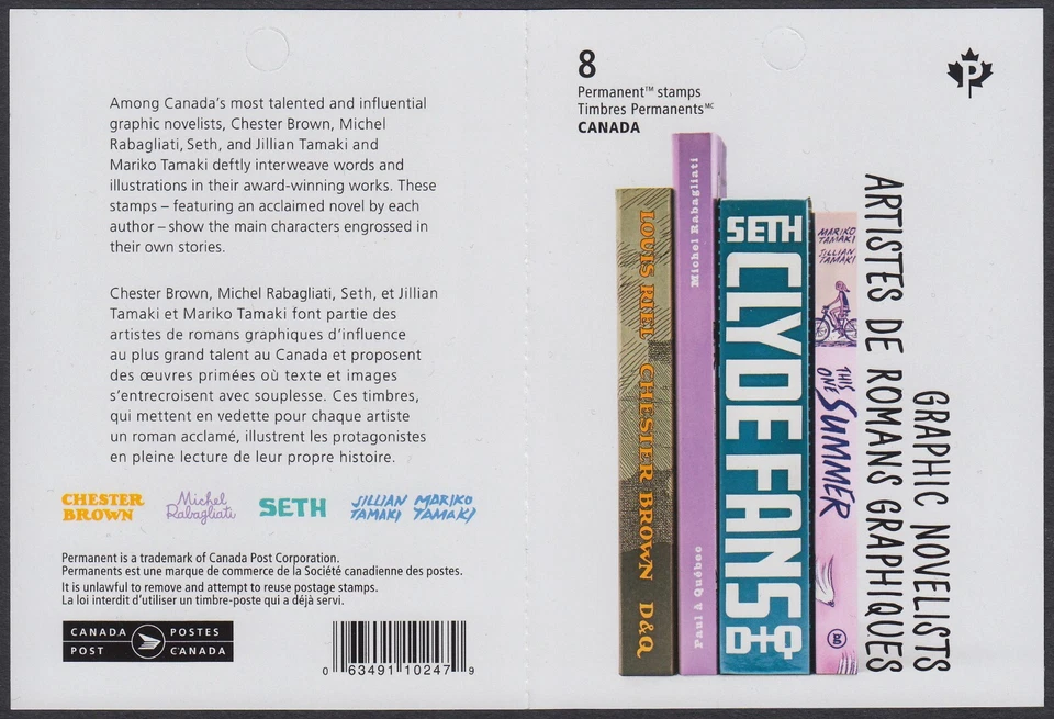 GRAPHIC NOVELISTS = COMICS, ART, ARTISTS = Booklet of 8 MNH Canada 2024 Foto 3 de 4