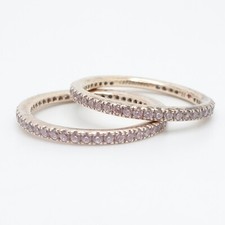 Sterling Silver Yellow Gold Plated Pink Cubic Zirconia Stackable Ring Size 6.25