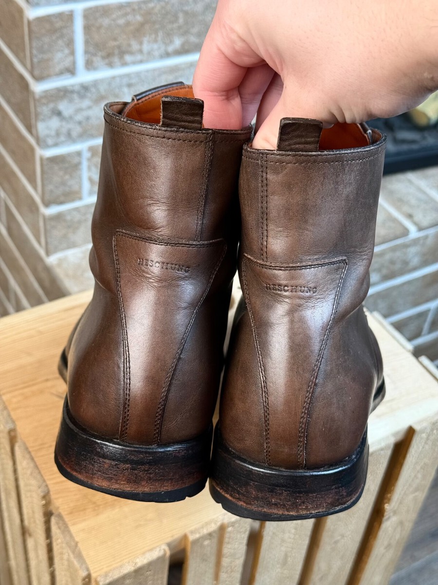 HesChung Men\'s Brown pebbled leather ankle boot lace-up men\'s SZ 39 Heschung | Shoes | Heschung Mens Brown Pebbled Leather Ankle  main image 4