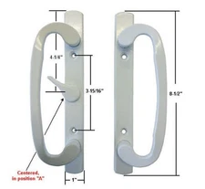 Sliding Glass Patio Door Handle Set, Mortise Type, A-Position, Non-Keyed, White