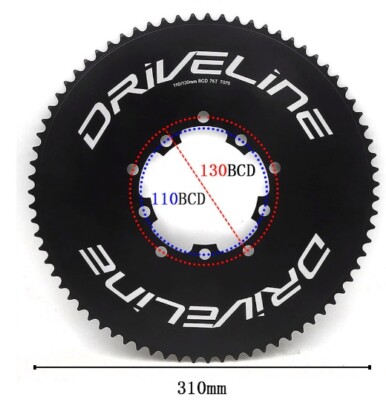 Driveline AL7075 Road Bike Bicycle TT Chainring 75T BCD 110mm