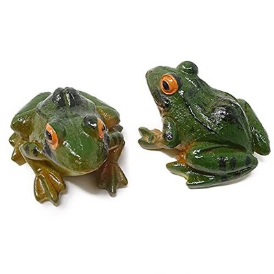 2 Pcs Frog Statue Ornaments Mini Frog Sculpture for Garden Landscape Desk