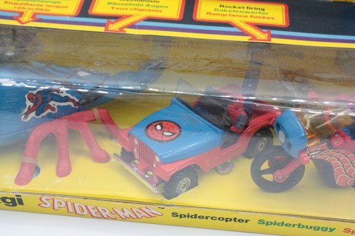 Corgi Spiderman Set 23 Spidercopter, Spiderbuggy, Spiderbike come nuovo in scatola, raro - Foto 3 di 8
