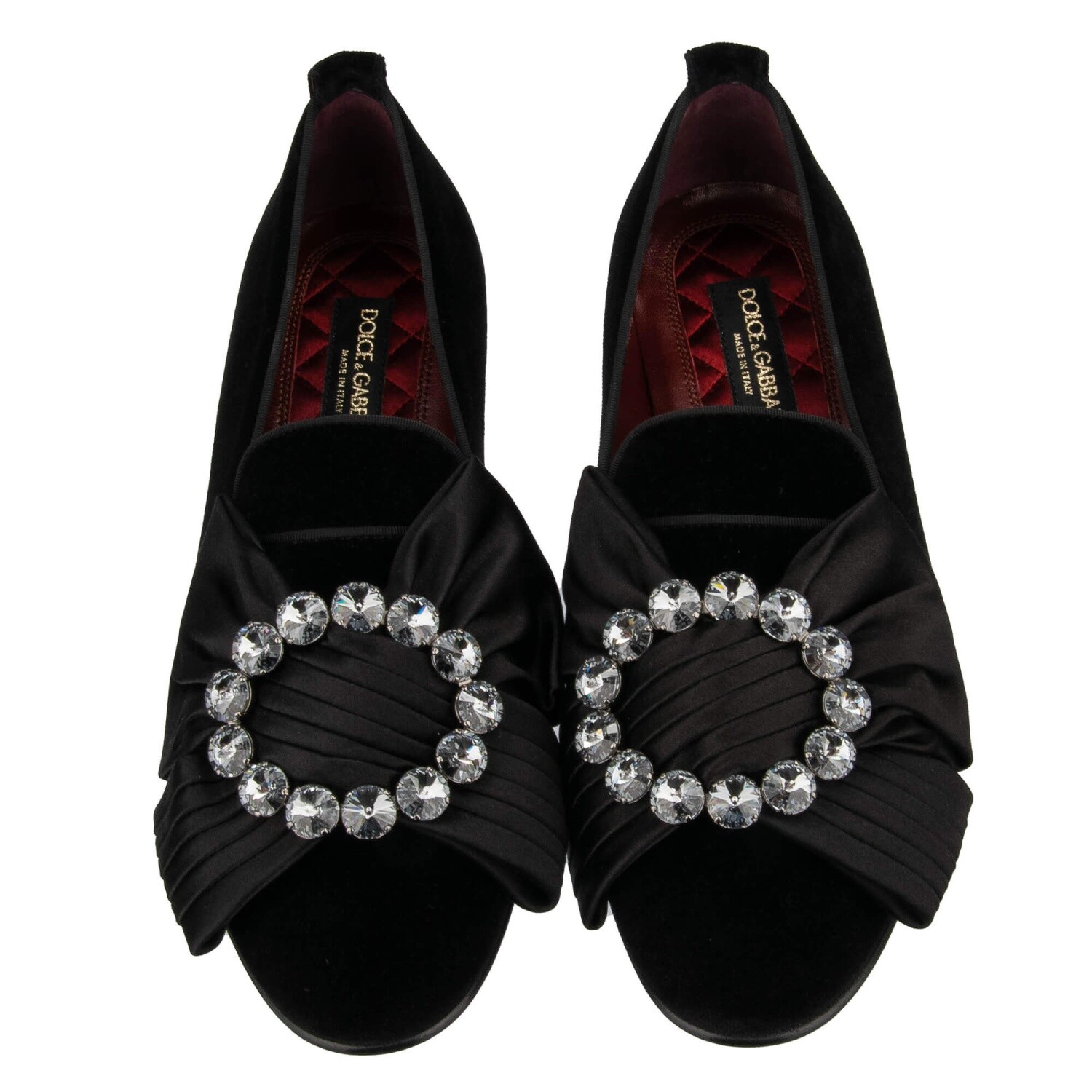 Dolce & Gabbana Barocco Cristallo Spilla Velluto Loafer Scarpe Vaticano Nero