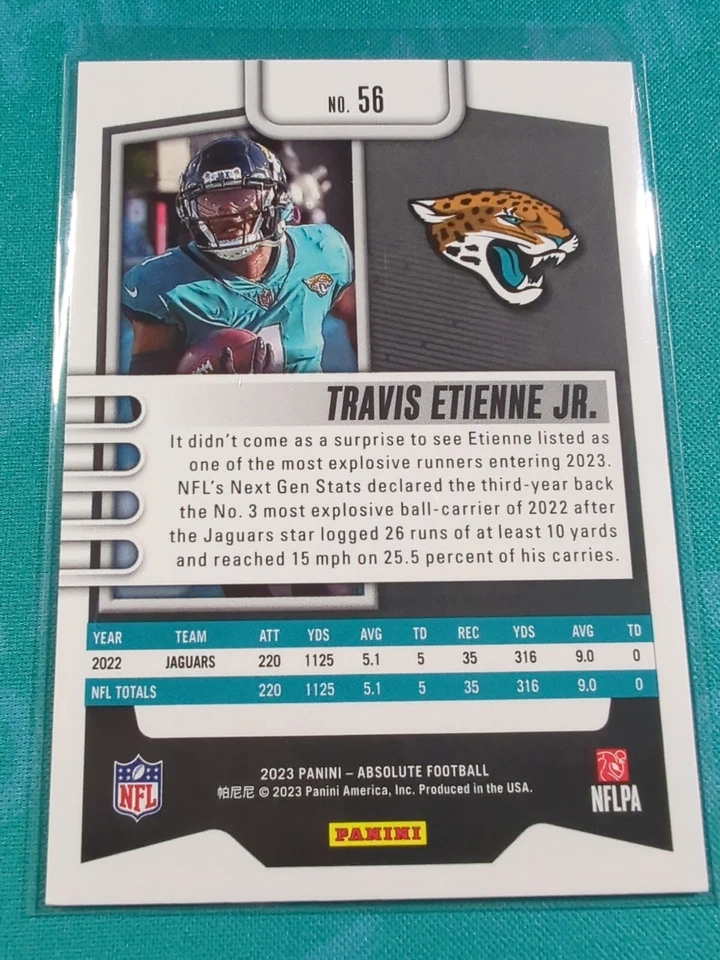 2023 Panini Absolute - Red And Blue Kaleidoscope!!  Travis Etienne Jax Jaguars!  - Image 3 of 3