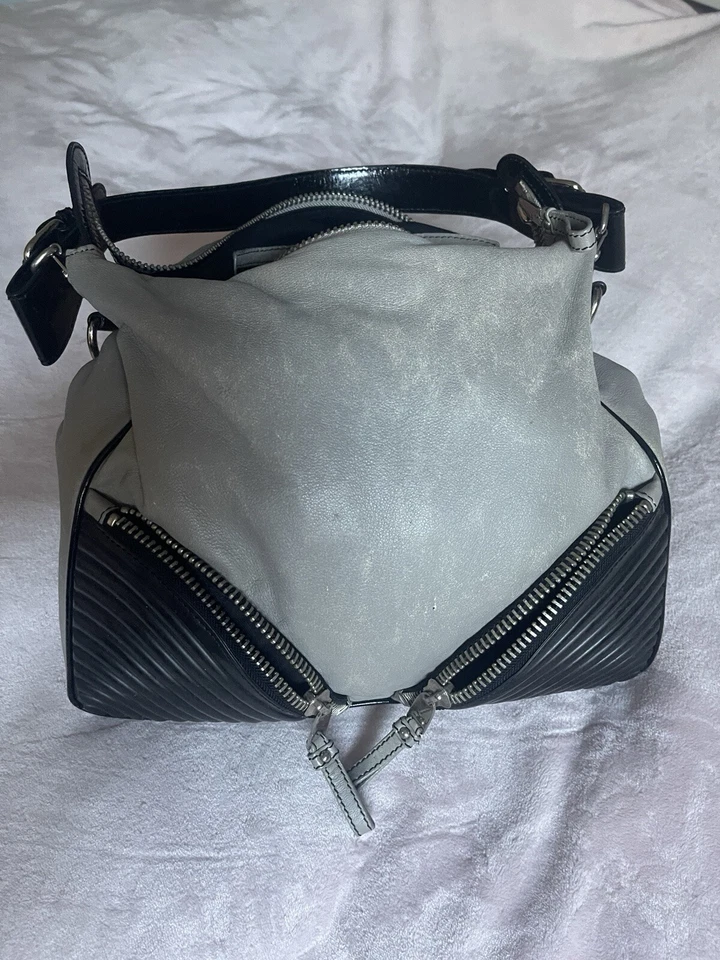 CYNTHIA ROWLEY VTG GRAY /black Leather Shoulder Bag Light Big And Comfy - Image 3 of 4