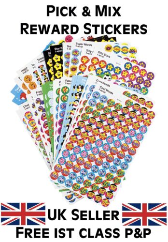 School Teacher Reward Stickers Pick & Mix - Smiles, Stars, Sparkly, Foil & More - Afbeelding 1 van 41