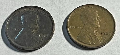 1917-D & 1927 1C BN Lincoln Cents Fine to Very Fine Details