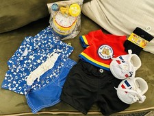 Build A Bear Boys Clothes and Shoes: Two Outfits Shirts Shorts Socks Shoes Cake