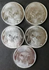 Lot of Five HM 1oz Silver Buffalo Rounds