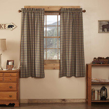 Rustic  Lodge Window Wyatt Short Curtain Panel Pair, Khaki Tan