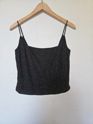 Andrea Polizzi x Rex Lester Metallic Shimmer Cami Top Small Black Copper Y2K 90s