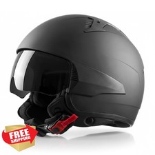 Westt Open Face Motorcycle Helmet DOT Moped Scooter Adult Sun Visor