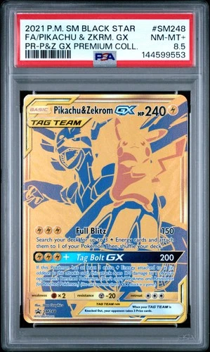 2021 POKEMON SM BLACK STAR PROMO #SM248 FULL ART/PIKACHU & ZEKROM GX PSA 8.5
