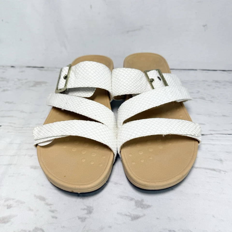 Vionic Rio Sandals Women’s 9 White Slides Snake Prints Buckle - Image 4 of 4
