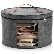 Grey Hat Box, Travel, Storage, Foldable, Stackable, Cowboy, Panama Hat Carrier