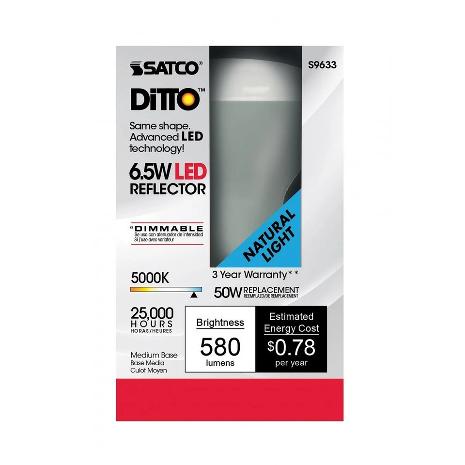 SATCO S9633 - 6.5 Watt R20 LED Bulb 4000K - 107 deg. Beam Angle (6 Pack) - Image 4 of 4